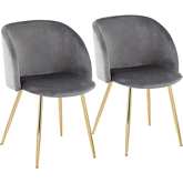 Fran Dining Chair in Silver Velvet & Metal (Set of 2)